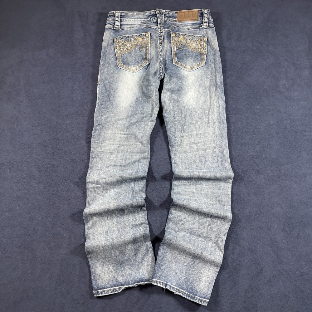 Cowgirl Up Womens Embroidered Bootcut Jeans 28x33.5 Western Paisley Bling Pocket